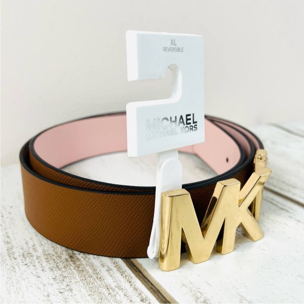 XL Michael Kors Women’s Twist Reversible Belt Brown Pink - Picture 2 of 9